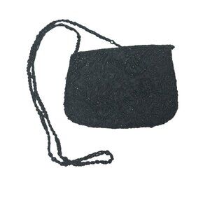 Vintage La Regale black beaded purse with strap